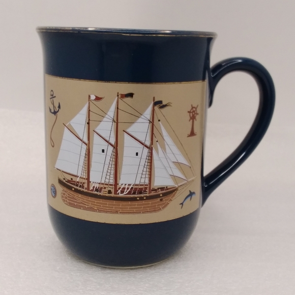 Otagiri Gibson Greetings MUG Nautical Sailing Ship Clipper Gold Trim 10 oz Cup * - Picture 11 of 11